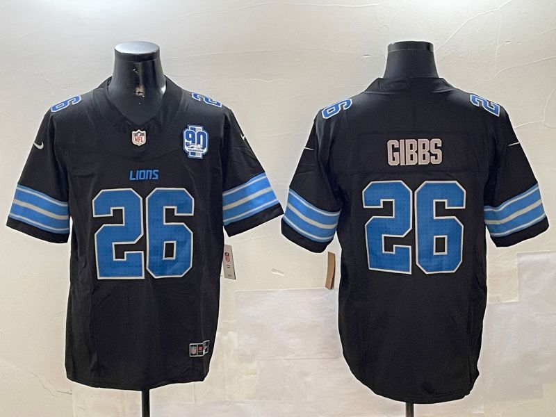 Men Detroit Lions #26 Gibbs Black three generations 2024 Nike Limited NFL Jersey style 3->detroit lions->NFL Jersey